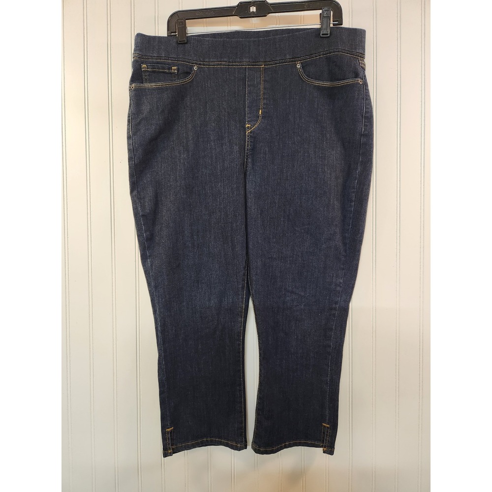 Levi Strauss Womens Dark Wash Pull On Capri Jeans 18 W34x23 Elastic Waist
